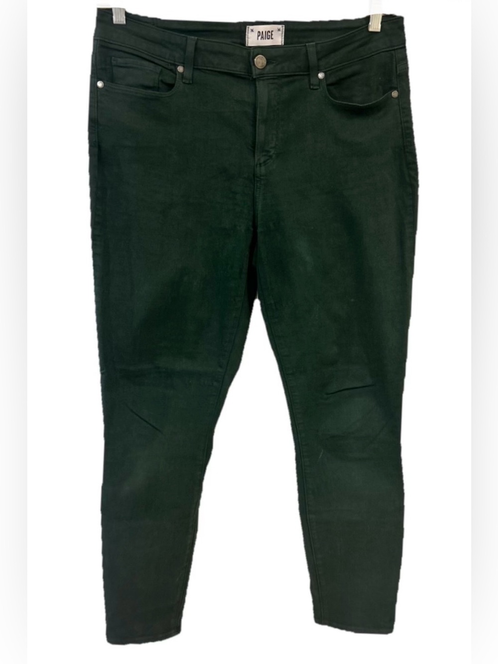 PAIGE Verdugo Ankle Jeans 32 Olive Green Skinny Stretch Denim